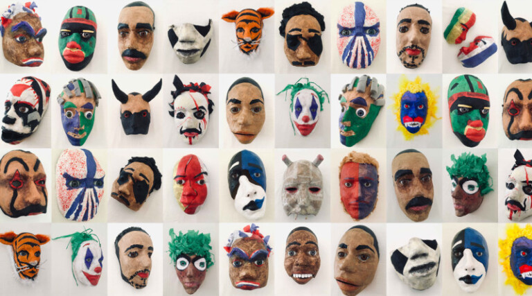 Exposition Sous le masque par le lycée Auguste Perret d'Evry Courcouronnes et la scène de l'Agora-Desnos