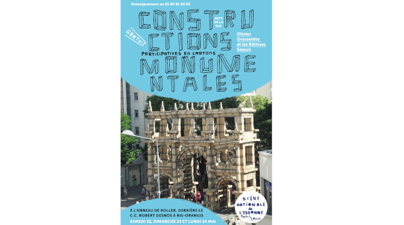 Affiche constructions éphémères en carton à Ris-Orangis, par la scène nationale de l'Essonne Agora Desnos.