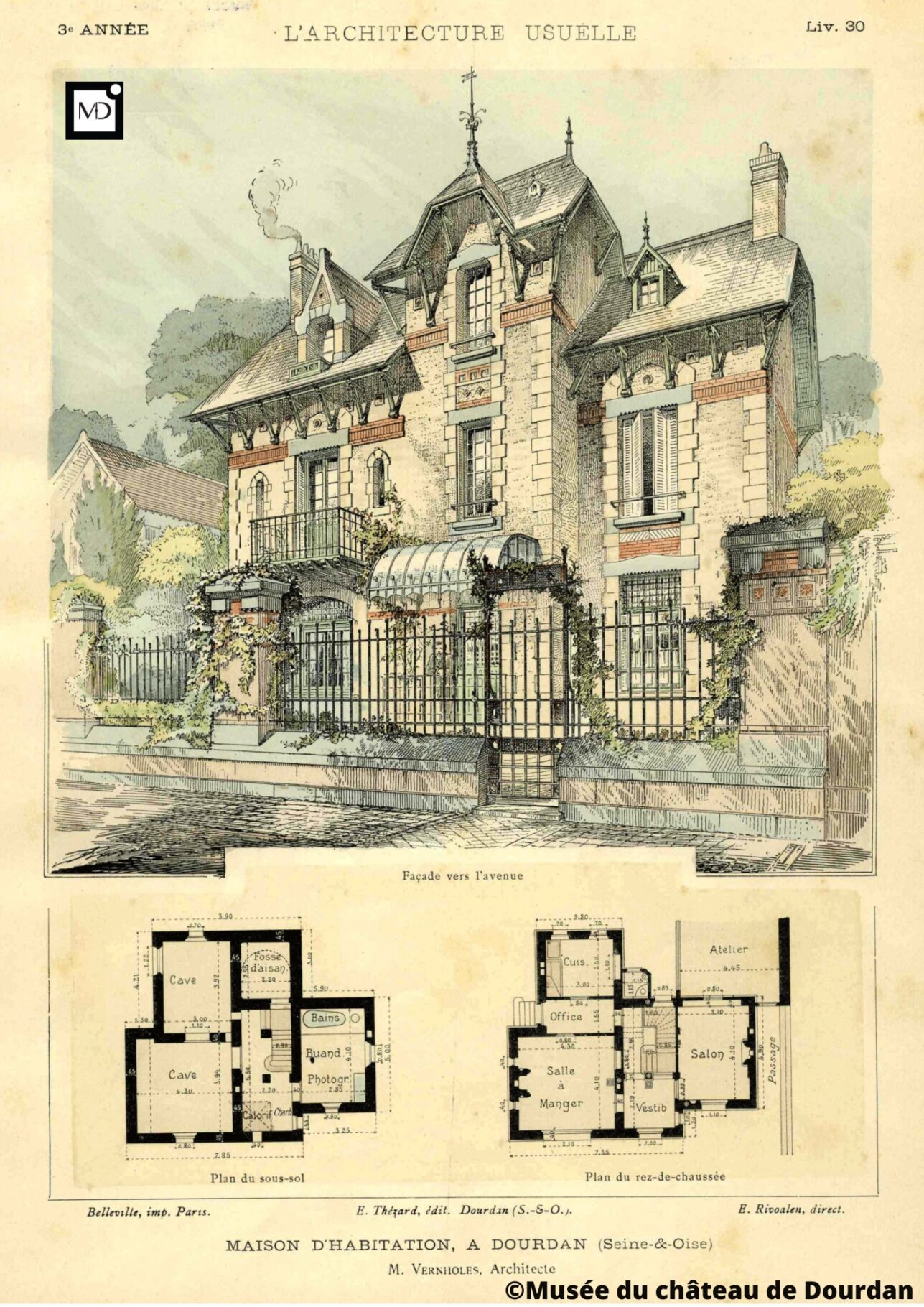 Plan de maison à Dourdan par  Émile Thézard - ArchiveMusée du château de Dourdan