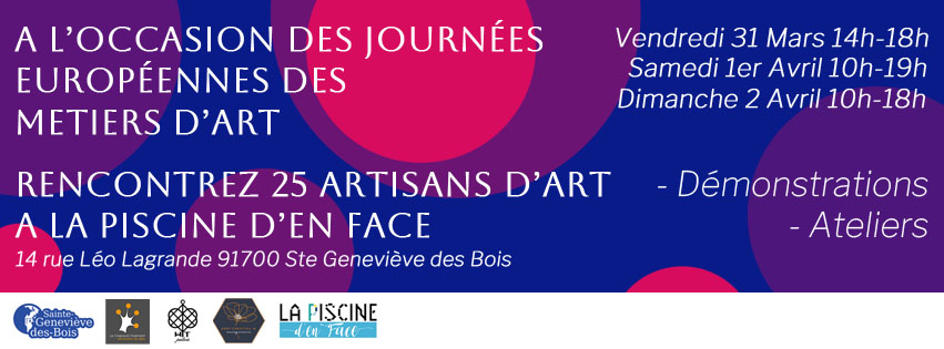 Journées Européennes des Métiers d’Art : Rencontrez 25 artisans d’art à la Piscine d’En Face – Sainte Geneviève des Bois
